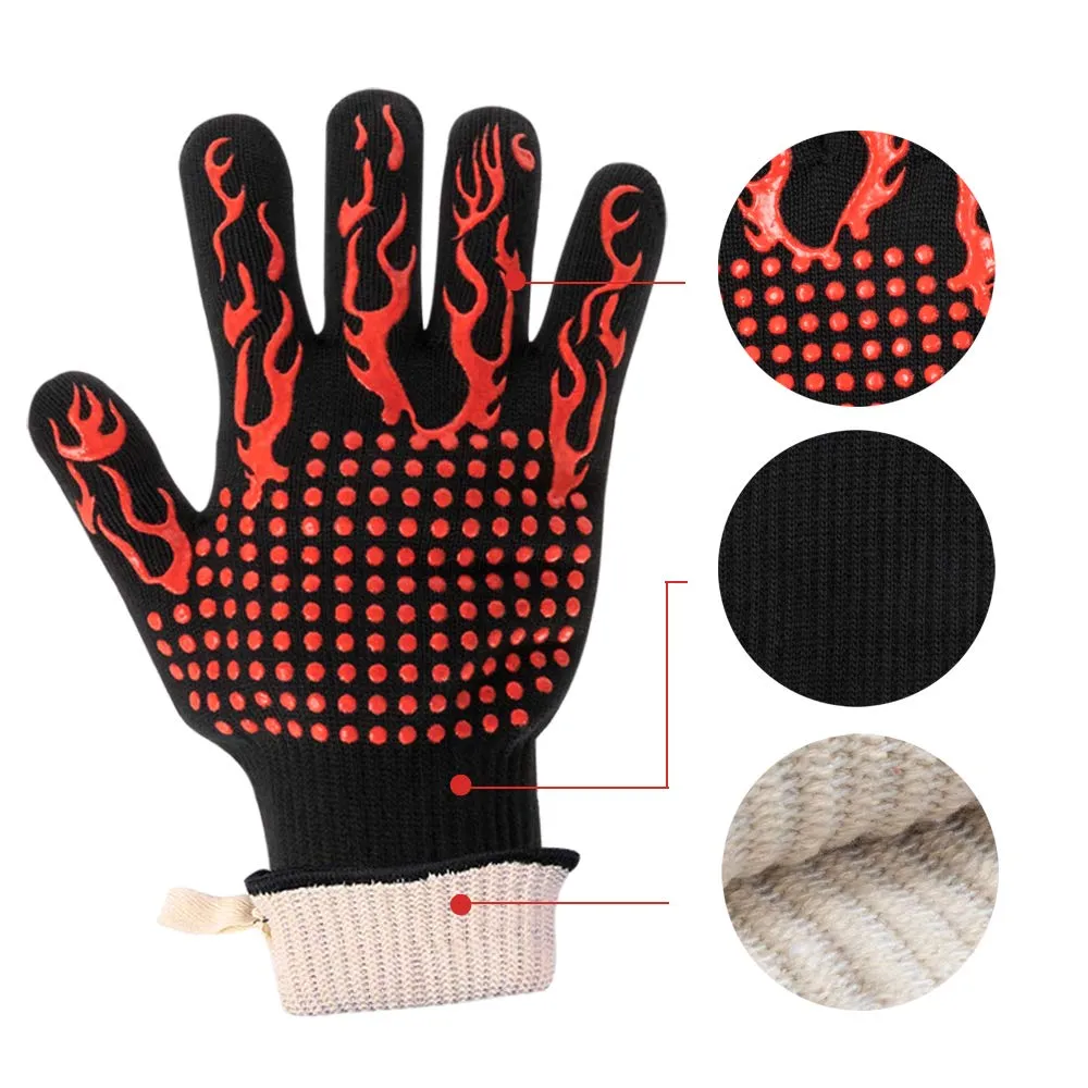 Sipye Thickened and Extended Heat-Resistant Gloves – Red & Black Silicone Non-Slip Design – Ideal for Microwaves, Ovens, and Grilling